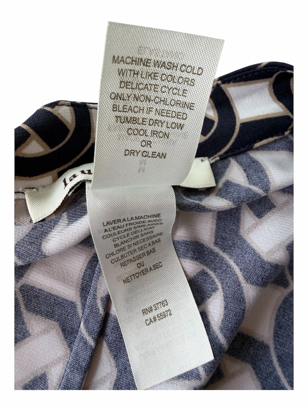 Laundry by Design Navy White Chain Link Print Belted Jersey Midi Dress Size M - Picture 8 of 9